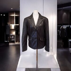 Willi Smith Black Studded Leather Jacket